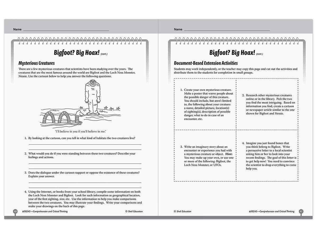 Comprehension and Critical Thinking Workbook - Gr. 5 - US 4733