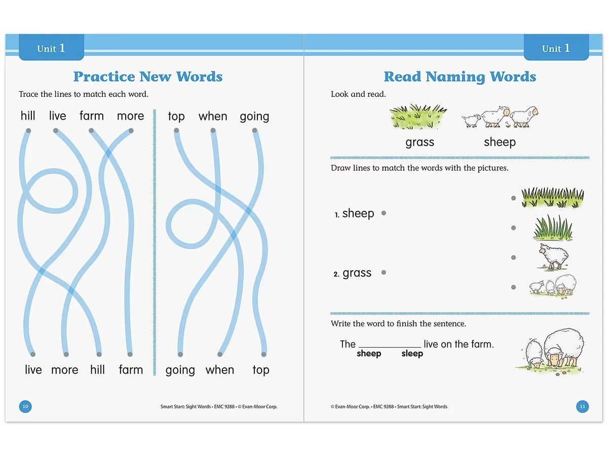 Sight-Words Smart Start Workbook - Kindergarten - US 7095