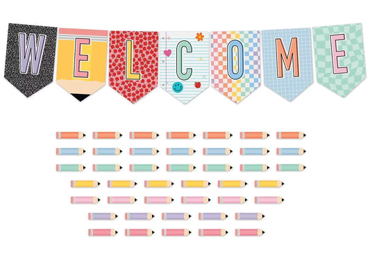Cool for School Welcome Pennant Bulletin Board Set - US 8575