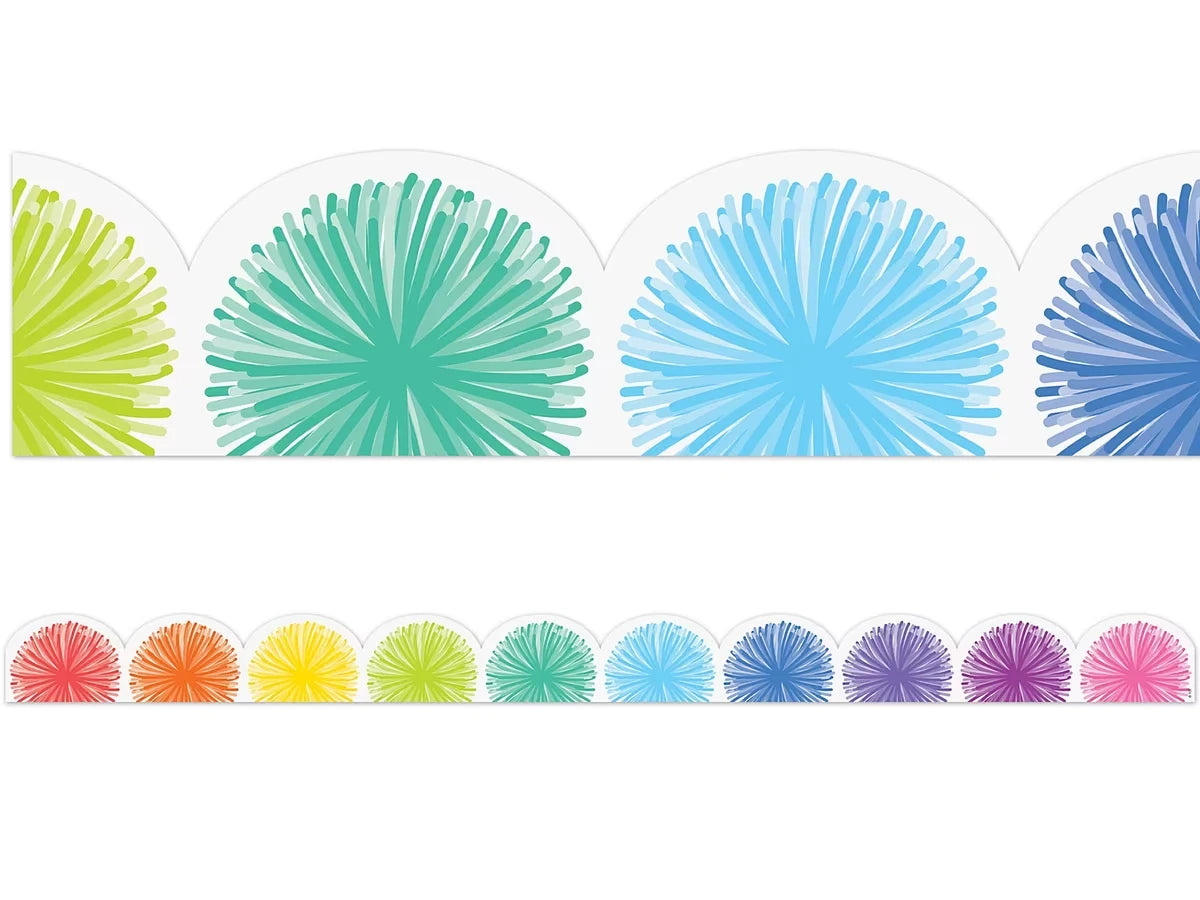 Colorful Poms Rainbow Scalloped Border - US 3418