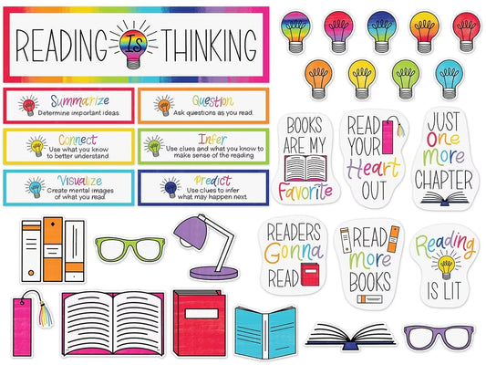 Light Bulb Moments Reading Is Thinking Bulletin Board Set - US 2966