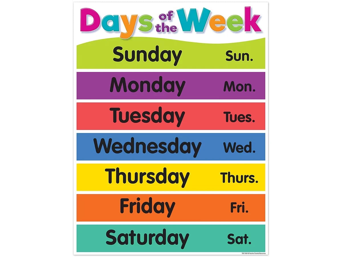 Colorful Days of the Week Poster - US 3746