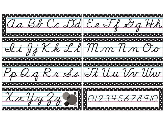 Black Polka Dot Cursive Bulletin Board Set - US 2321