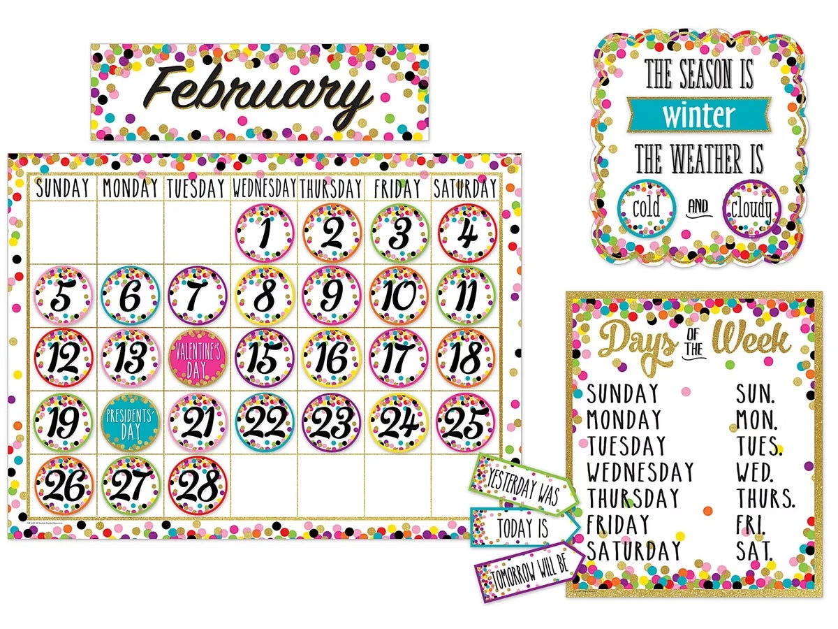 Confetti Calendar Bulletin Board Set - US 3353