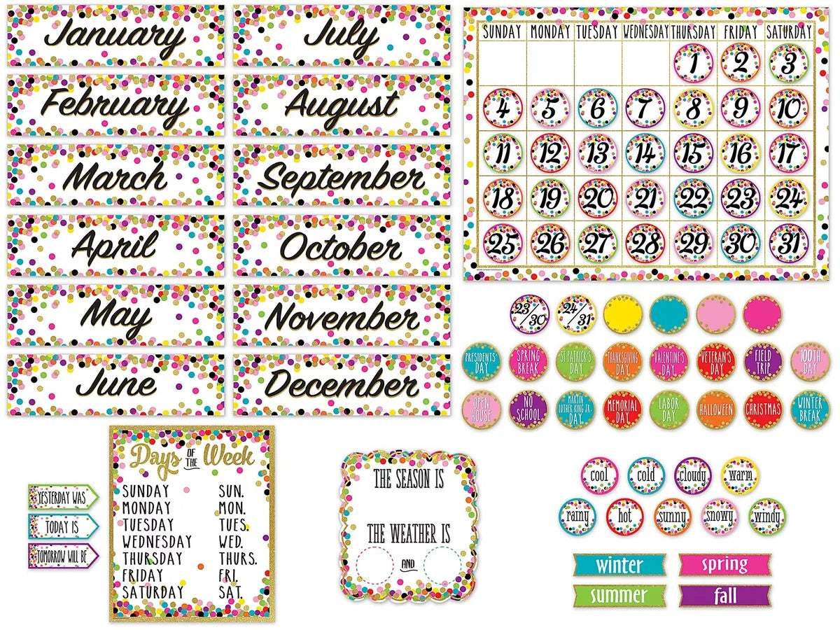Confetti Calendar Bulletin Board Set - US 3353