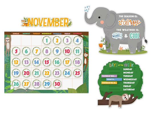Jungle Friends Calendar Bulletin Board Set - US 1239