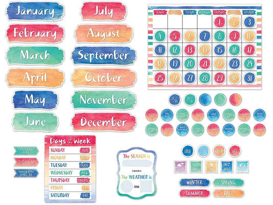Watercolor Calendar Bulletin Board Set - US 9478
