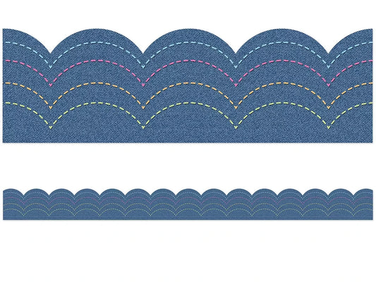 Crafty and Cool Denim Scalloped Waves Border - US 1748