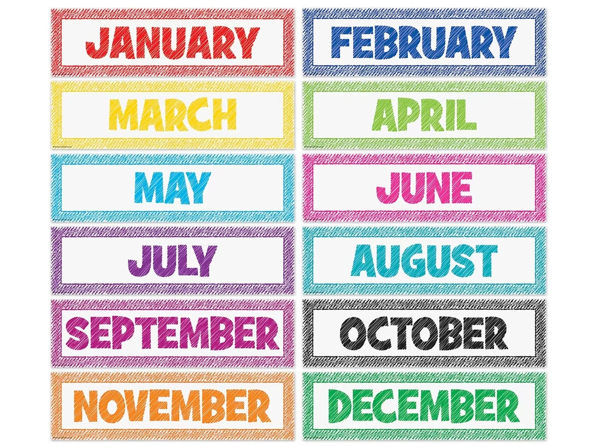Scribble Months of the Year Bulletin Board Set - US 9980