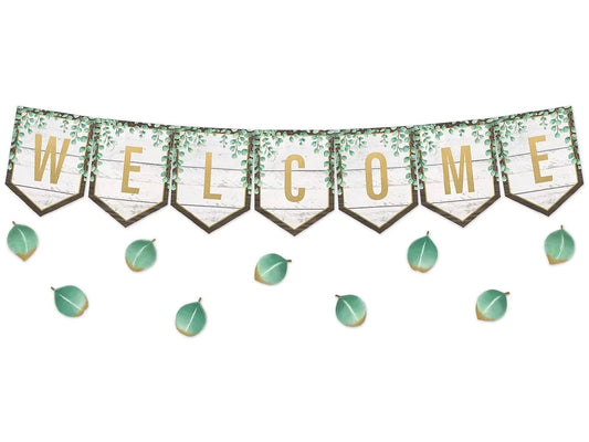 Eucalyptus Welcome Pennant Bulletin Board Set - US 5265