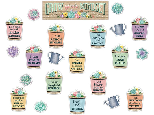 Rustic Bloom Growth Mindset Bulletin Board Set - US 9046