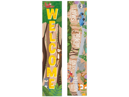 Jungle Friends Double-Sided Welcome Banner - US 5057