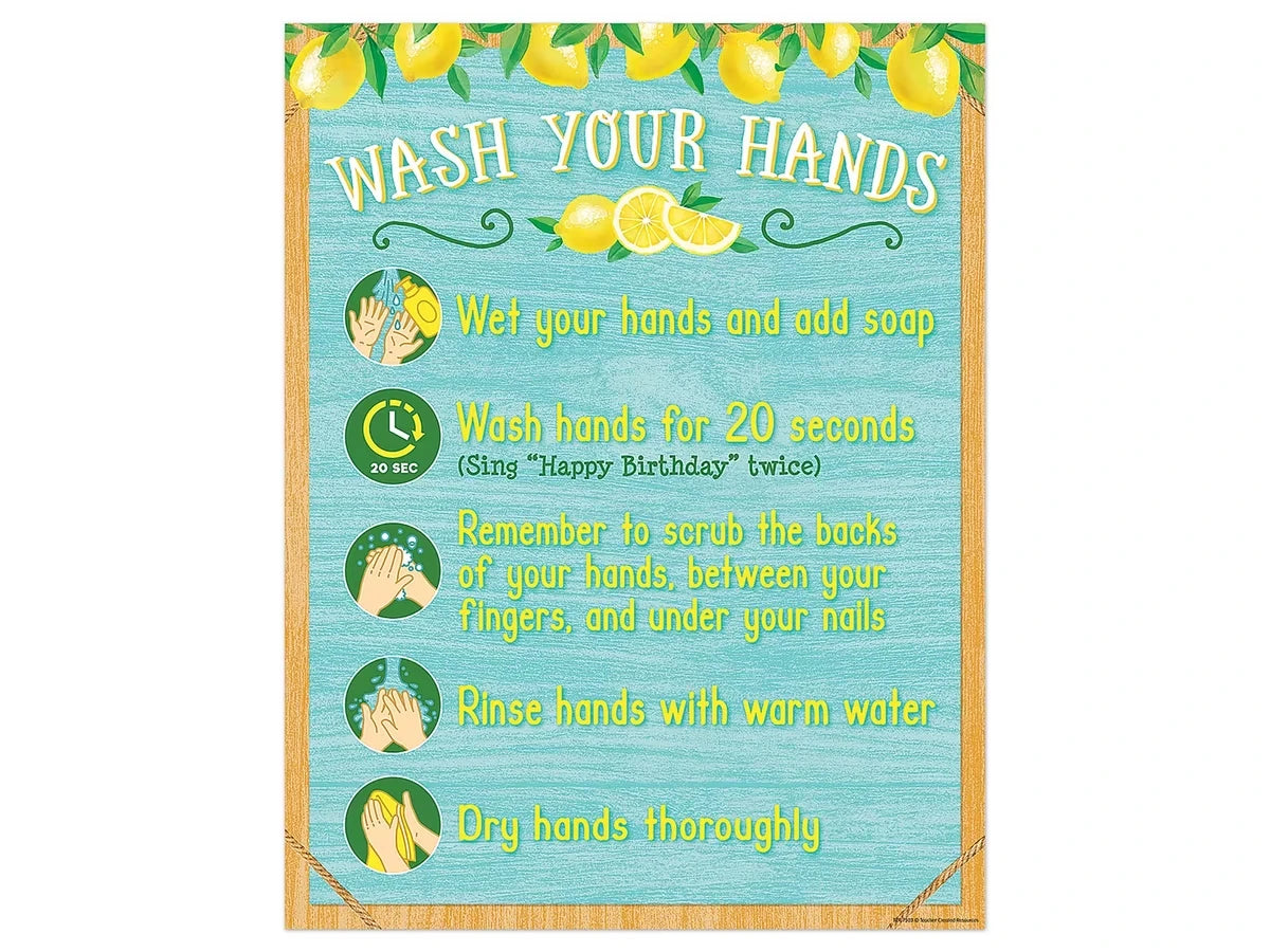 Lemon Zest Wash Your Hands Reference Poster - US 9073