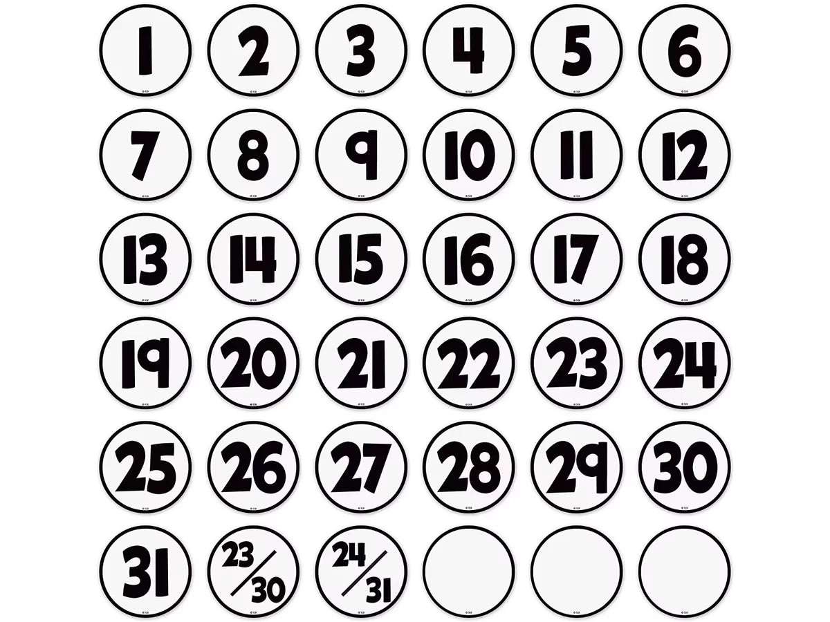 Black & White Calendar Mini Accents - US 6185