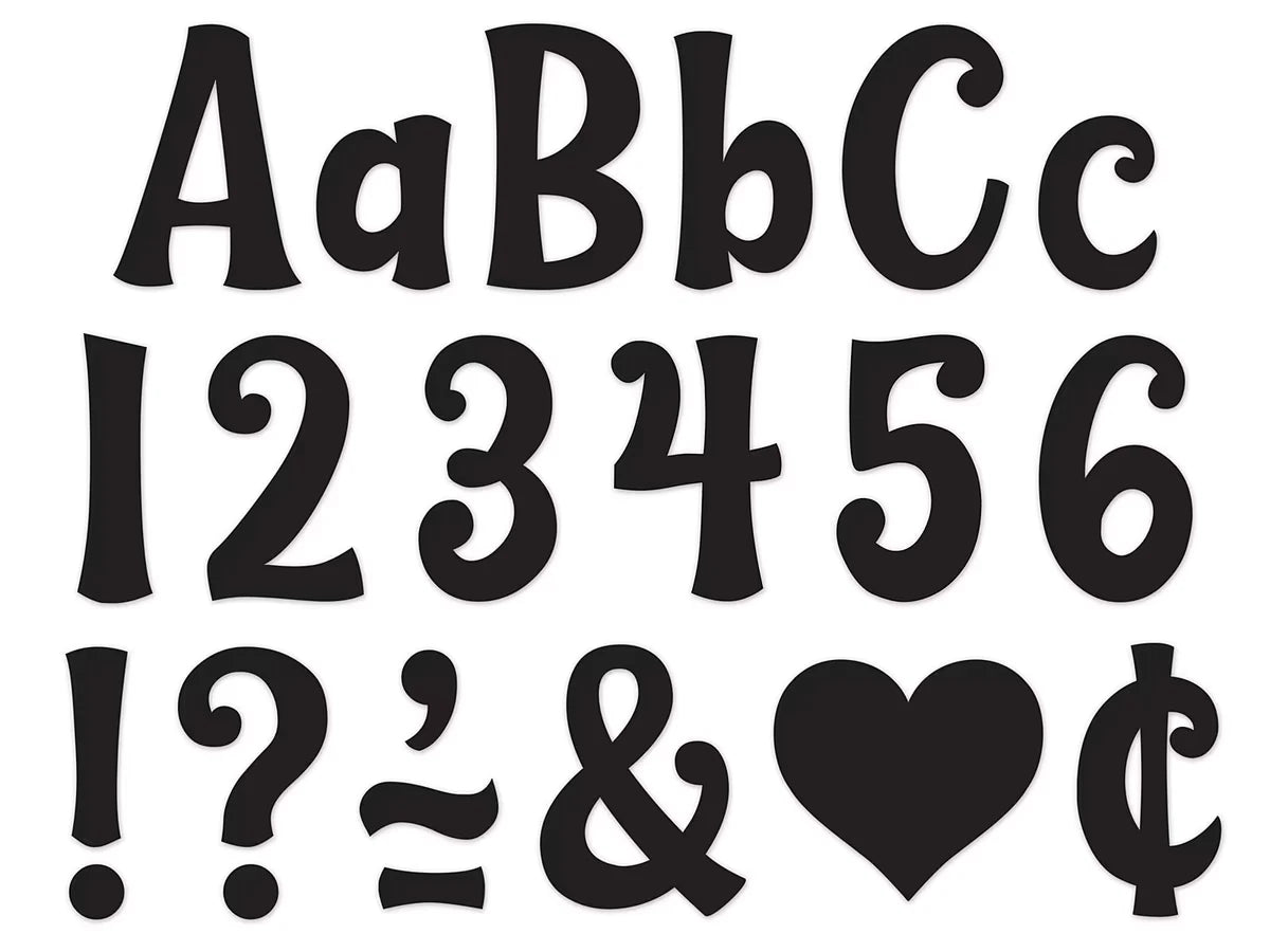 Wild Whimsy Black 4" Self-Adhesive Punch-Out Letters - US 5661