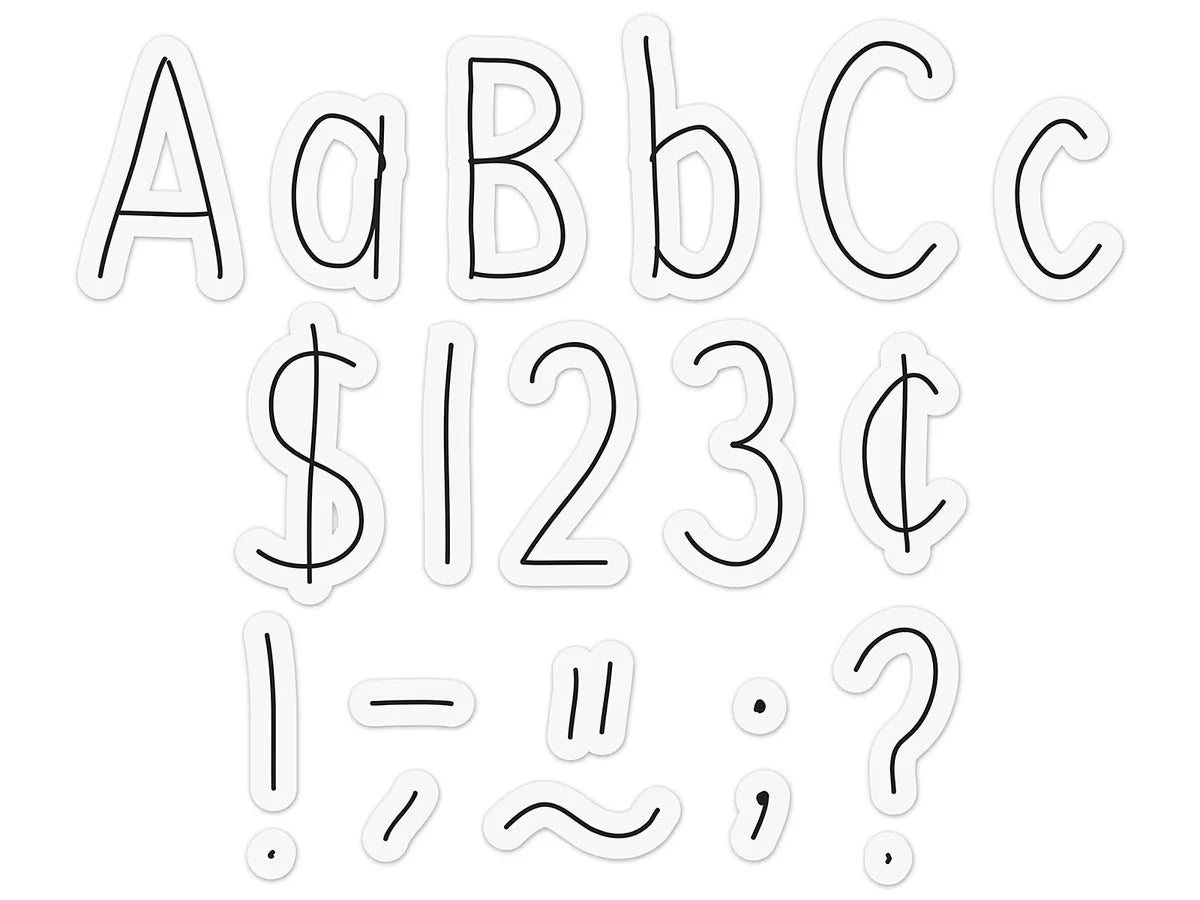 Black-On-White 4" Hand-Drawn Punch-Out Letters - US 5300
