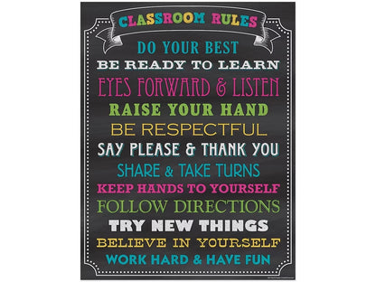 Chalkboard Brights Classroom Rules Poster - US 1949
