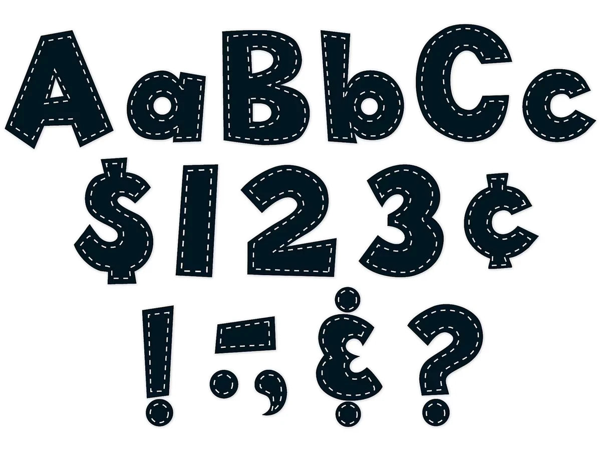 Black Stitched 4" Punch-Out Letters - US 3042
