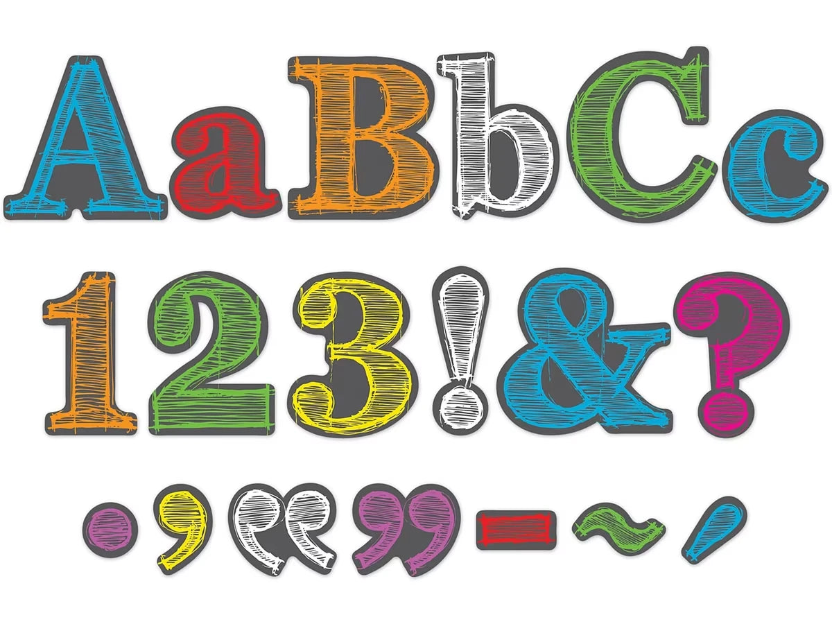 Rainbow Chalkboard 4" Punch-Out Letters - US 7000