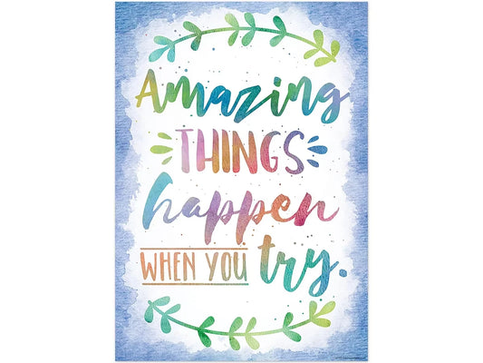 Watercolor Amazing Things Happen When You Try Poster - US 1469