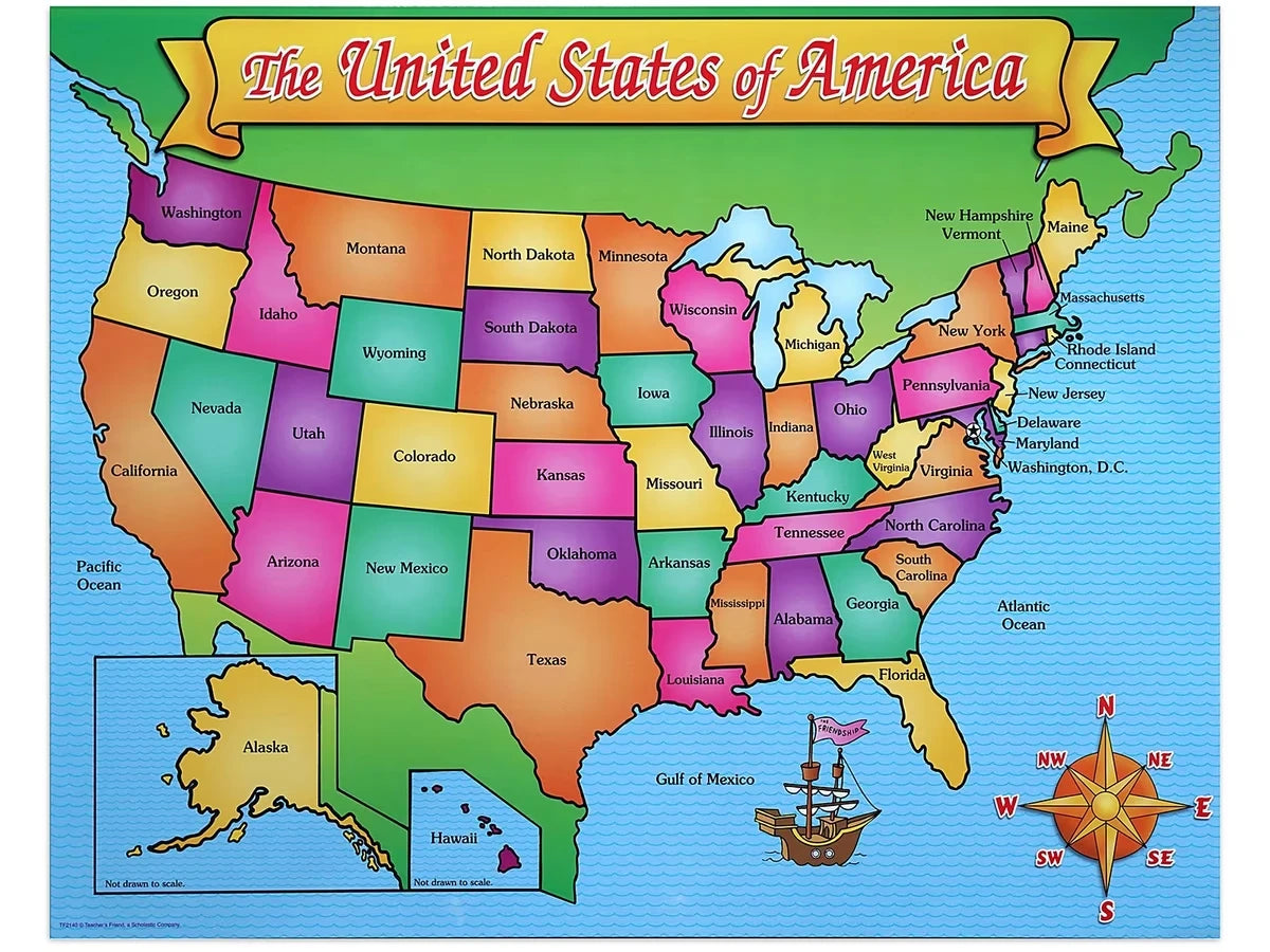 Friendly Write & Wipe U.S.A. Map Poster - US 9538