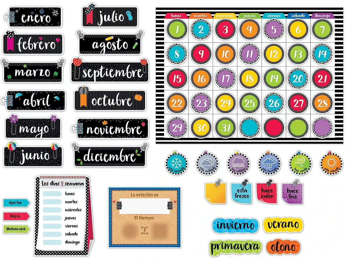 Bold & Bright Spanish Calendar Bulletin Board Set - US 8905