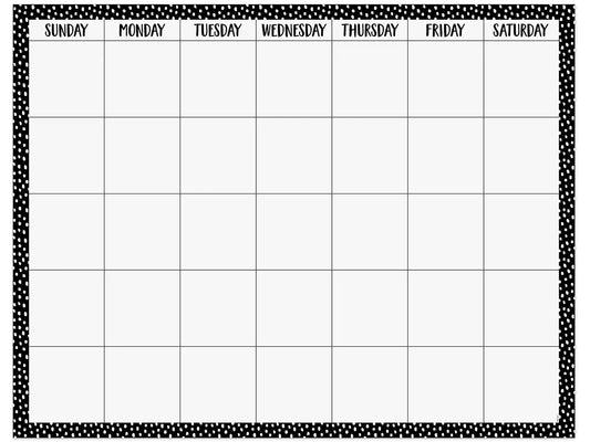 Black & White Messy Dot Classroom Calendar Poster - US 8728