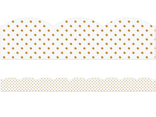 Simply Boho Gold Polka Dot Scalloped Border - US 9834