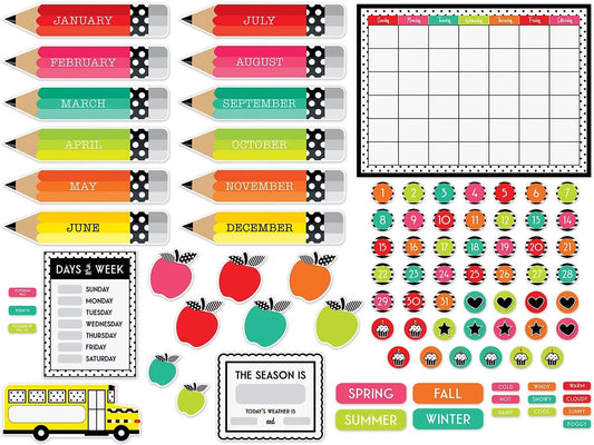 Black, White & Stylish Brights Calendar Bulletin Board Set - US 5424
