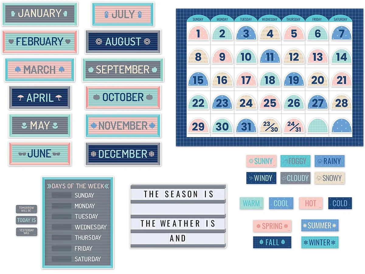 Calm & Cool Calendar Bulletin Board Set - US 3747