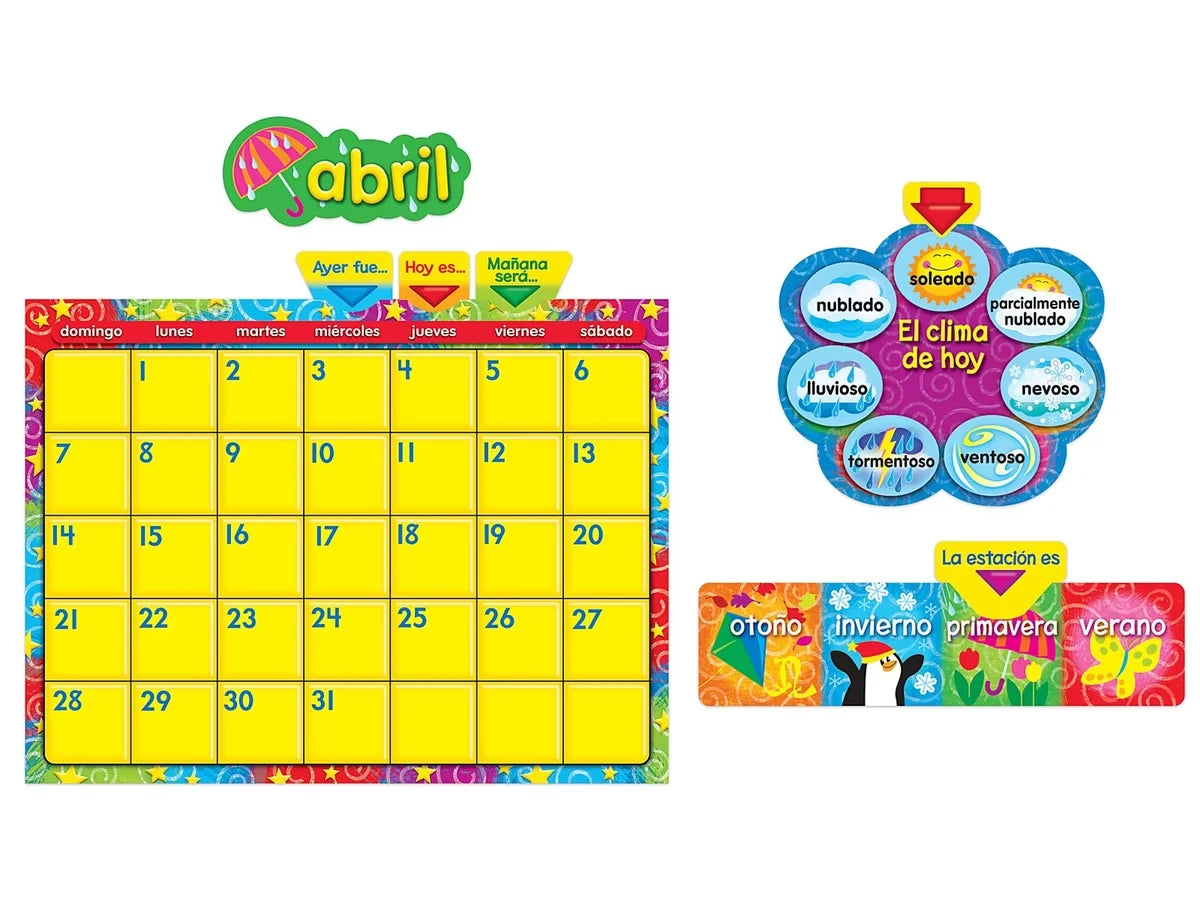 Spanish Write & Wipe Calendar Bulletin Board Set - US 3573