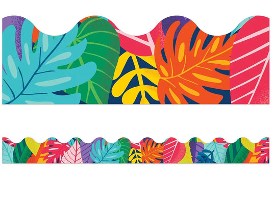 One World Colorful Leaf Scalloped Border - US 3679
