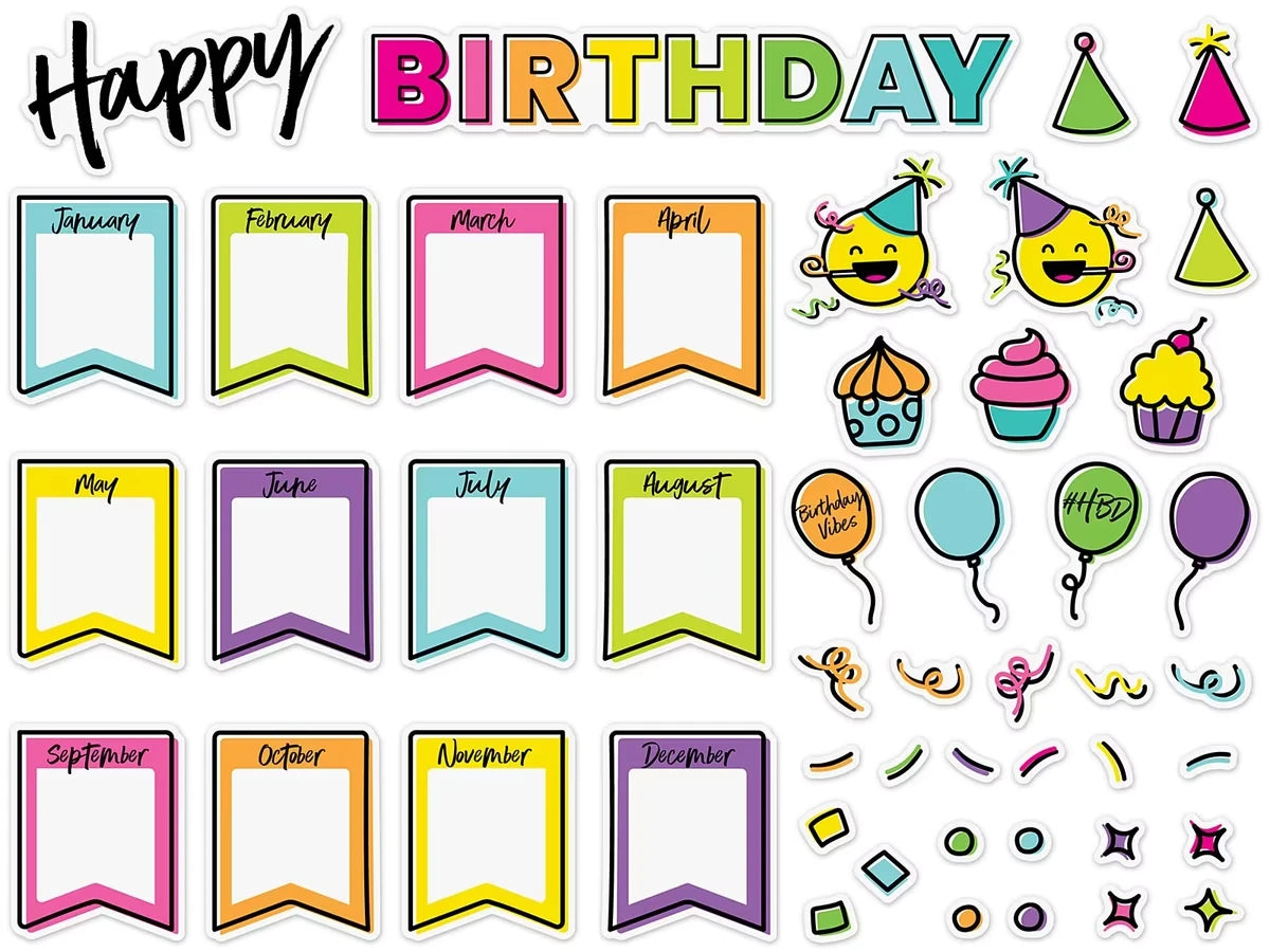 Kind Vibes Birthday Bulletin Board Set - US 6327