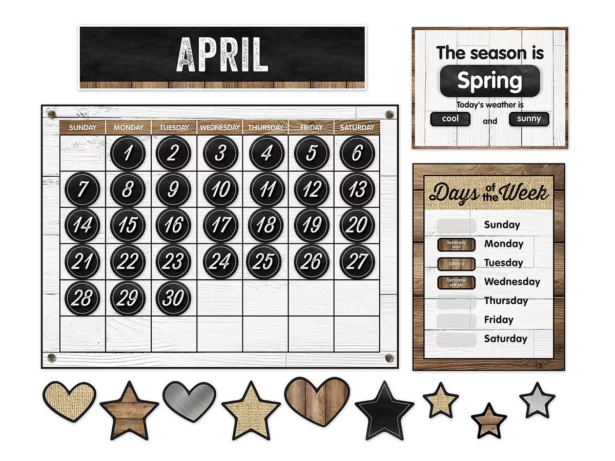 Industrial Chic Calendar Bulletin Board Set - US 6462