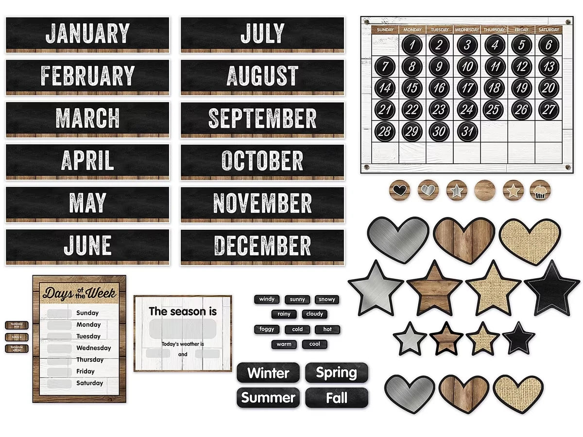 Industrial Chic Calendar Bulletin Board Set - US 6462