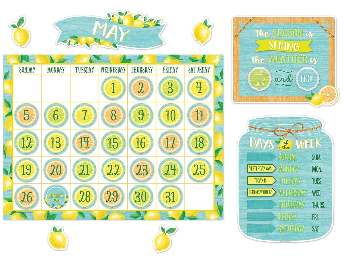 Lemon Zest Calendar Bulletin Board Set - US 1904
