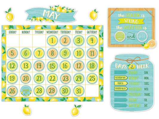 Lemon Zest Calendar Bulletin Board Set - US 1904