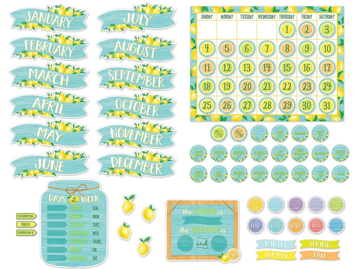 Lemon Zest Calendar Bulletin Board Set - US 1904