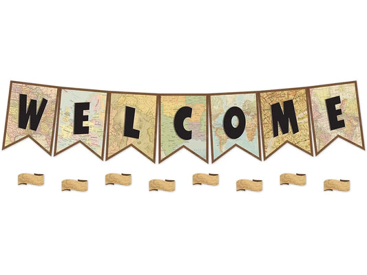 Travel the Map! Welcome Pennant Bulletin Board Set - US 5291