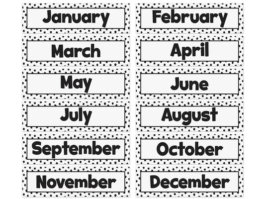 Black Dots on White Months of the Year Bulletin Board Set - US 6356