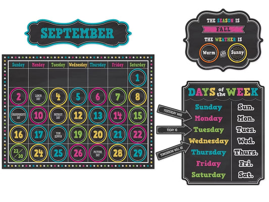 Chalkboard Brights Calendar Bulletin Board Set - US 5993