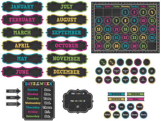 Chalkboard Brights Calendar Bulletin Board Set - US 5993