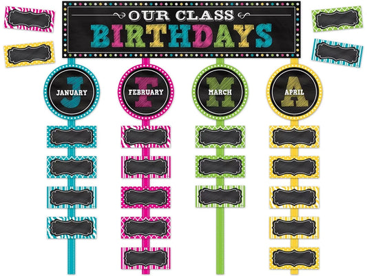 Chalkboard Brights Birthday Bulletin Board Set - US 8513