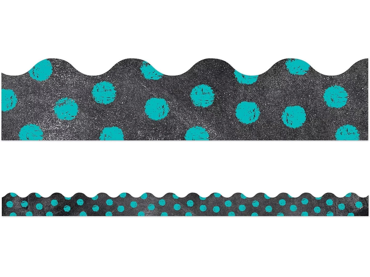 Chalk It Up! Turquoise Polka Dot Scalloped Border - US 2753
