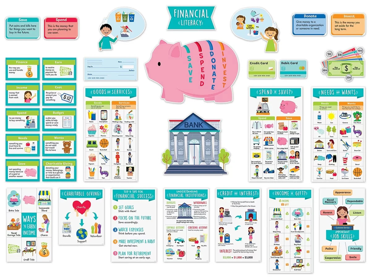 Financial Literacy for Kids Bulletin Board Set - US 5935