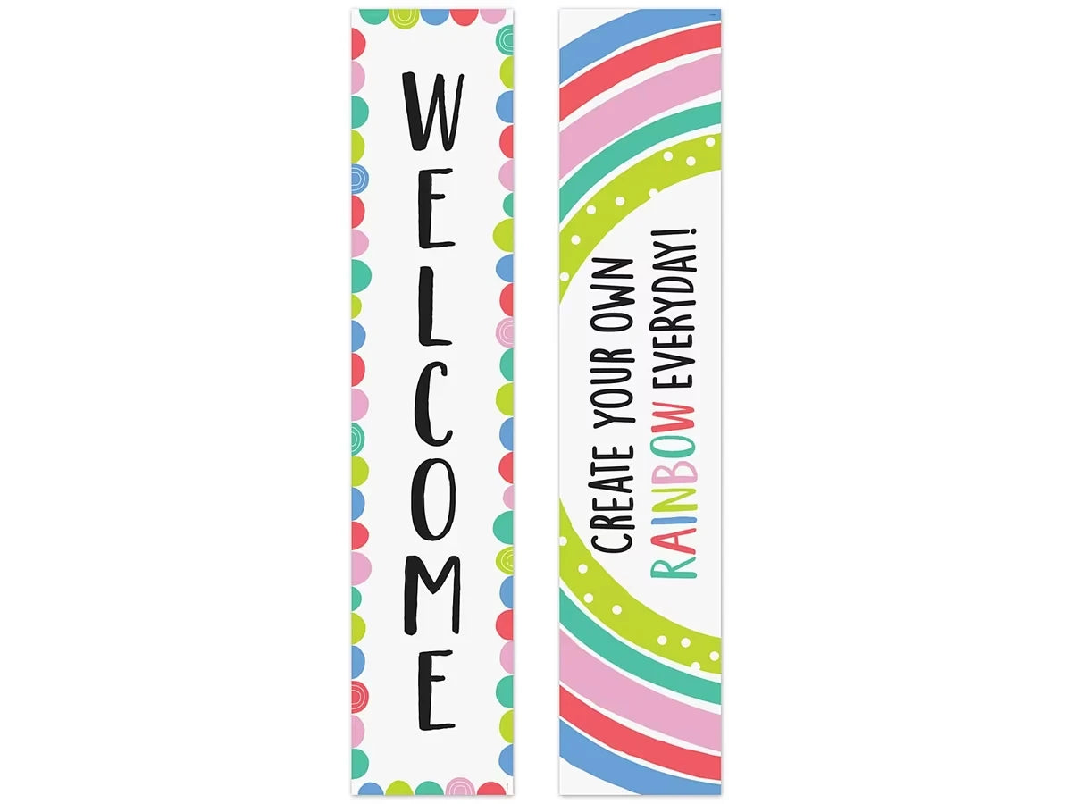 Rainbow Doodles Welcome Double-Sided Banner - US 4802