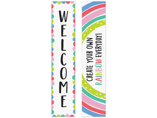 Rainbow Doodles Welcome Double-Sided Banner - US 4802