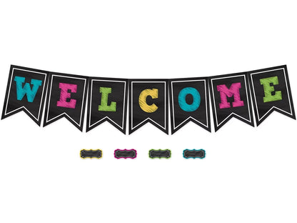 Chalkboard Brights Welcome Pennant Bulletin Board Set - US 9176