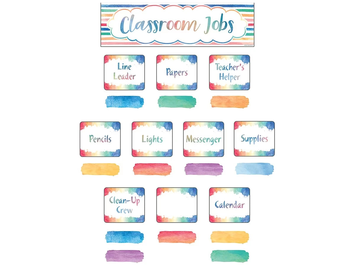 Watercolor Classroom Jobs Bulletin Board Set - US 5387