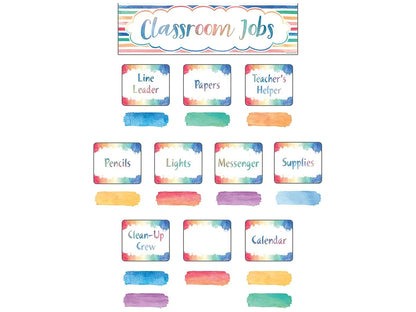 Watercolor Classroom Jobs Bulletin Board Set - US 5387